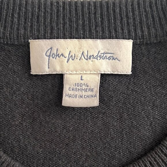 John W Nordstrom 100% Cashmere Sweater Mens L Black Y2K Crewneck Jumper Pullover - Picture 2 of 8